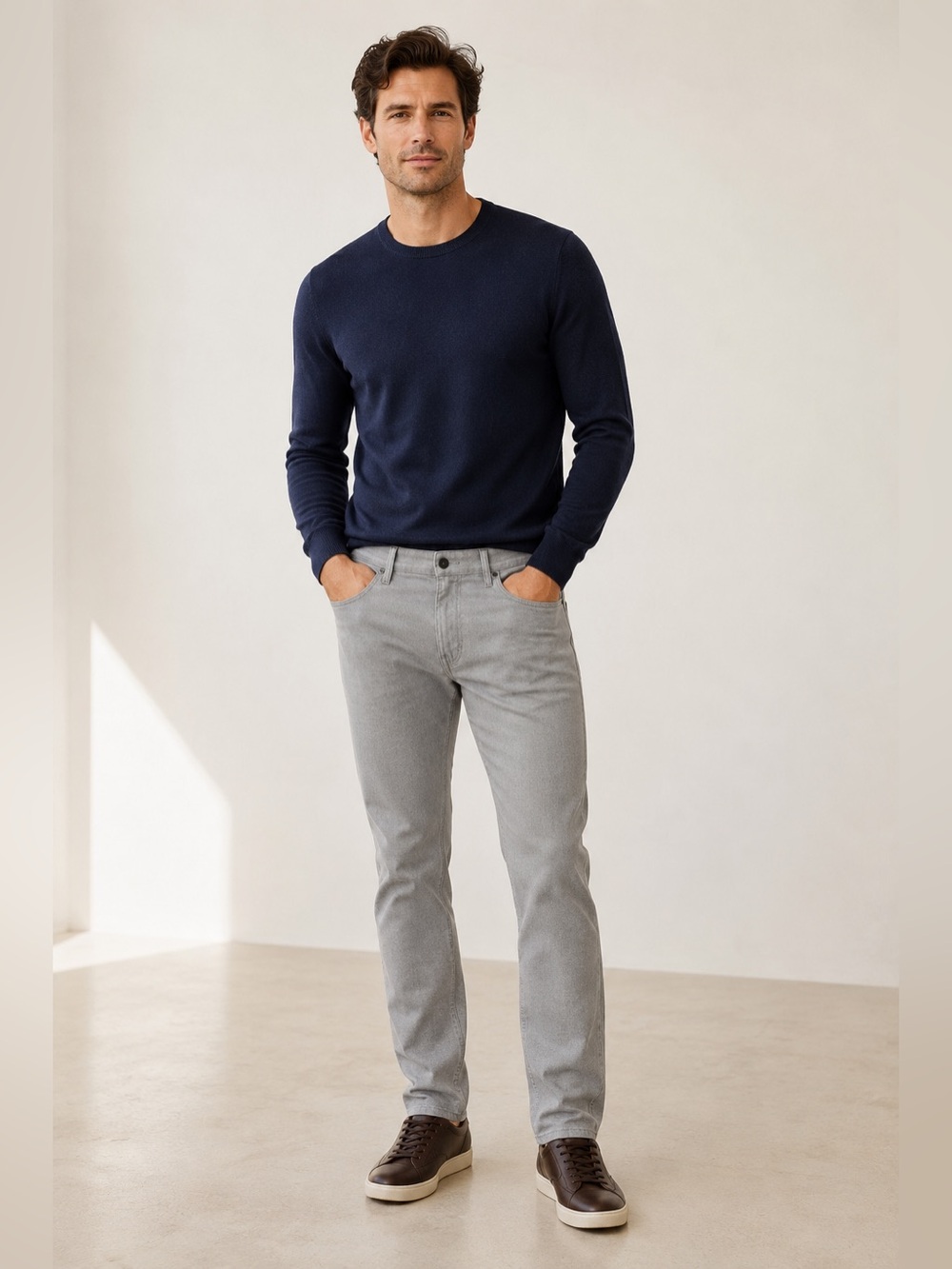 Todd Snyder Men’s 35x32 Slim Fit Gray Camel Wool Cotton 5 Pocket Pants Italian